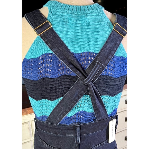 Anthropologie Jenette Crochet Blue Halter Sleeveless Sweater Top NWT New XS - Picture 9 of 11
